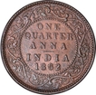 Copper One Quarter Anna of Victoria Queen of Calcutta Mint of 1862.