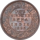 Copper Quarter Anna Coin of Victoria Empress of Calcutta Mint of 1893.