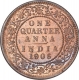 Copper One Quarter Anna Coin of King Edward VII of Calcutta Mint of 1906.