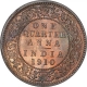 Bronze Quarter Anna Coin of King Edward VII of Calcutta Mint of 1910.