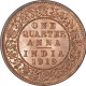 Bronze One Quarter Anna Coin of King George V of Calcutta Mint of 1919.