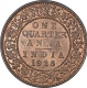 Bronze One Quarter Anna Coin of King George V of Bombay Mint of 1928.