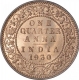 Bronze One Quarter Anna Coin  of King George V of Bombay Mint  of 1930.