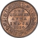 Bronze One Quarter Anna Coin of King George V of Bombay Mint of 1936.