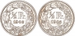 Silver Half Francs Coins of Switzerland.