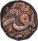 Copper Half Dam Coin of Akbar of Narno Mint of Fi Tarikh Type.