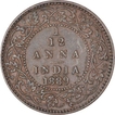 Copper One Twelfth Anna Coin of Victoria Empress of Calcutta Mint of 1889.