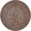 Copper One Twelfth Anna Coin  of Victoria Empress of Calcutta Mint of 1892.