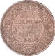 Copper  One Quarter Anna Coin  of Victoria Empress of Calcutta Mint of 1880.