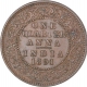 Copper Quarter Anna Coin of Victoria Empress of Calcutta Mint of 1891.