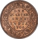 Copper Quarter Anna Coin of King Edward VII of Calcutta Mint of 1906.