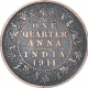 Copper One Quarter Anna Coin of King George V of Calcutta Mint of 1911.