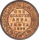 Bronze Quarter Anna Coin of King George V of Calcutta Mint of 1928.