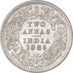 Silver Two Annas Coin  of Victoria Empress of Calcutta Mint of 1885.