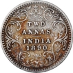 Silver Two Annas Coin of Victoria Empress of Bombay Mint of 1890.