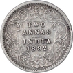 Silver Two Annas Coin of Victoria Empress of Bombay Mint of 1892.