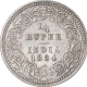 Silver Quarter Rupee Coin of Victoria Empress of Calcutta of 1884.