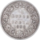 Silver Quarter Rupee Coin of Victoria Empress of Bombay Mint of 1898.