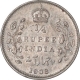 Silver Quarter Rupee Coin of King Edward VII of Calcutta Mint of 1908.