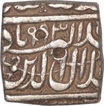 Silver Square One Rupee Coin of Akbar of Ahmadabad Mint of Kalima Type.