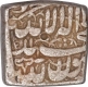 Silver Square One Rupee Coin of Akbar of Ahmadabad Mint of Kalima Type.