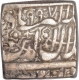 Silver Square One Rupee Coin of Akbar of Kalima Type.