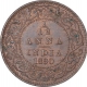 Copper One Twelfth Anna Coin of Victoria Empress of Calcutta Mint of 1890.