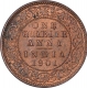 Copper One Quarter Anna Coin of Victoria Empress of Calcutta Mint of 1901.