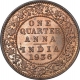 Bronze One Quarter Anna Coin of King George V of Calcutta Mint of 1936.