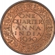 Bronze One Quarter Anna Coin of King George VI of Bombay Mint of 1940.