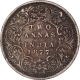 Silver Two Annas Coin of Victoria Empress of Bombay Mint of 1877.