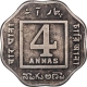 Copper Nickel  Four Annas Coin of King George V of Calcutta Mint of 1919.