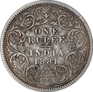 Silver One Rupee Coin of Victoria Empress of Calcutta Mint of 1881.