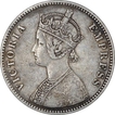 Silver One Rupee Coin of Victoria Empress of Calcutta Mint of 1881.