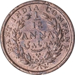 Copper One Twelfth Anna Coin of East India Company of Calcutta Mint of 1848.