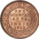 Bronze One Quarter Anna Coin of King George V of Calcutta Mint of 1912.