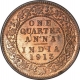 Bronze One Quarter Anna Coin of King George V of Calcutta Mint of 1913.