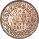 Bronze One Quarter Anna Coin of King George V of Calcutta Mint of 1917.