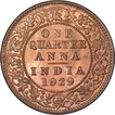 Bronze Quarter Anna Coin  of King George V of Calcutta Mint of 1929.