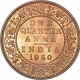 Bronze One Quarter Anna Coin of King George V of Bombay Mint of 1930.