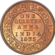 Bronze Quarter Anna Coin of King George V of Calcutta Mint of 1935.