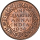 Bronze One Quarter Anna Coin of King George VI of Bombay Mint of 1938.