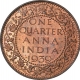 Bronze One Quarter Anna Coin of King George VI of Bombay Mint of 1939.