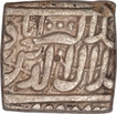 Silver Square One Rupee Coin of Akbar of Kalima Type.