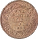 Copper One Quarter Anna Coin of Victoria Empress of Calcutta Mint of 1901.