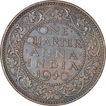 Rare Bronze One Quarter Anna Coin of King George VI of Bombay Mint of 1940.