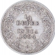 Silver Quarter Rupee Coin of Victoria Empress of Calcutta Mint of 1894.