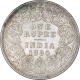 Silver One Rupee Coin of Victoria Empress of Bombay Mint of 1880.