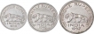 Lot of three Nickel coins of King George VI of Bombay Mint.