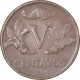 Copper Five Cents Coin of Colombia.